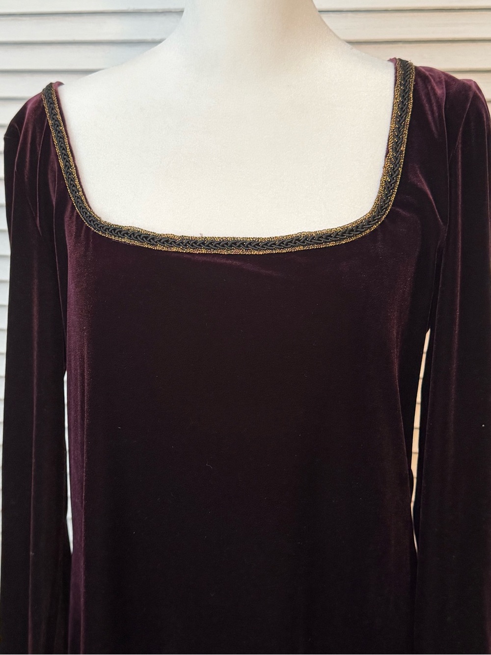 Whimsigoth Vintage Velvet Formal Long Sleeve Maxi Dress REN Fair Womens 12 Plum